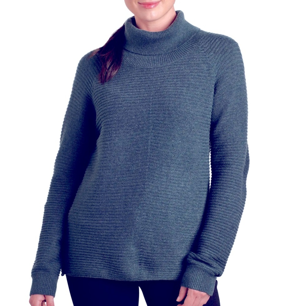 Kuhl Sweater Women Medium Green Pullover Merino Wool Blend Ribbed Turtleneck